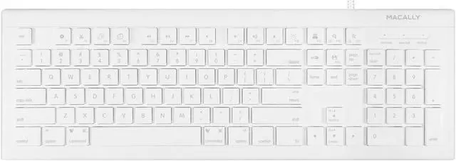 Main image of Macally Full Size USB Wired Keyboard (MKEYE) for Mac and PC (White) w/Shortcu...