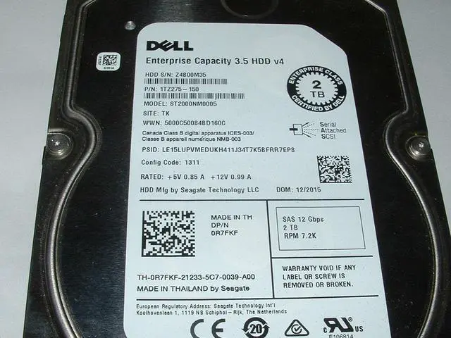 Main image of Dell Enterprise 2TB SAS 12GBPS 7200RPM 3.5" v4 Hard Drive ST2000NM0005 __ R7FKF