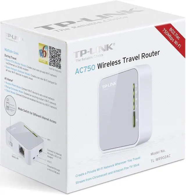 Alt view image 5 of 5 - TP-Link AC750 Wireless Wi-Fi Travel Router (TL-WR902AC)
