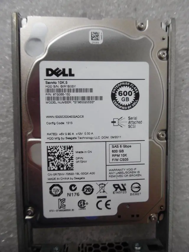 Alt view image 3 of 3 - Dell 600GB 10K 2.5" SAS 6Gbps HDD Seagate ST9600205SS // R72NV with Tray