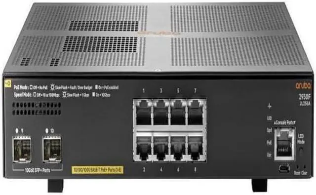 Alt view image 2 of 2 - HP JL258A Aruba 2930F 8G PoE+ 2SFP+, Fixed Port L3 Managed Ethernet Switches Swi