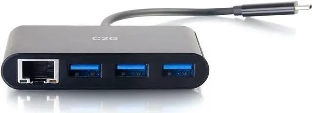 Alt view image 2 of 3 - C2G USB C Ethernet and 3 Port USB Hub - Black