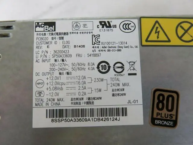 Alt view image 5 of 5 - ACBel PCB020 Lenovo 54Y8897 54Y8874 240W Power Supply ThinkCentre M82 M92P SFF
