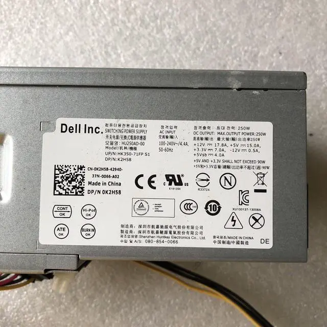 Alt view image 6 of 6 - Dell Optiplex 3010 7010 9010 390 250W Power Supply 6MVJH K2H58 FY9H3 HY6D2 G4V10