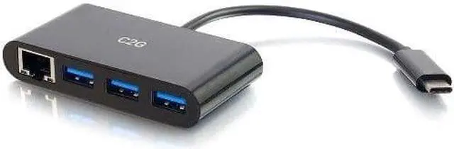 Main image of C2G USB C Ethernet and 3 Port USB Hub - Black