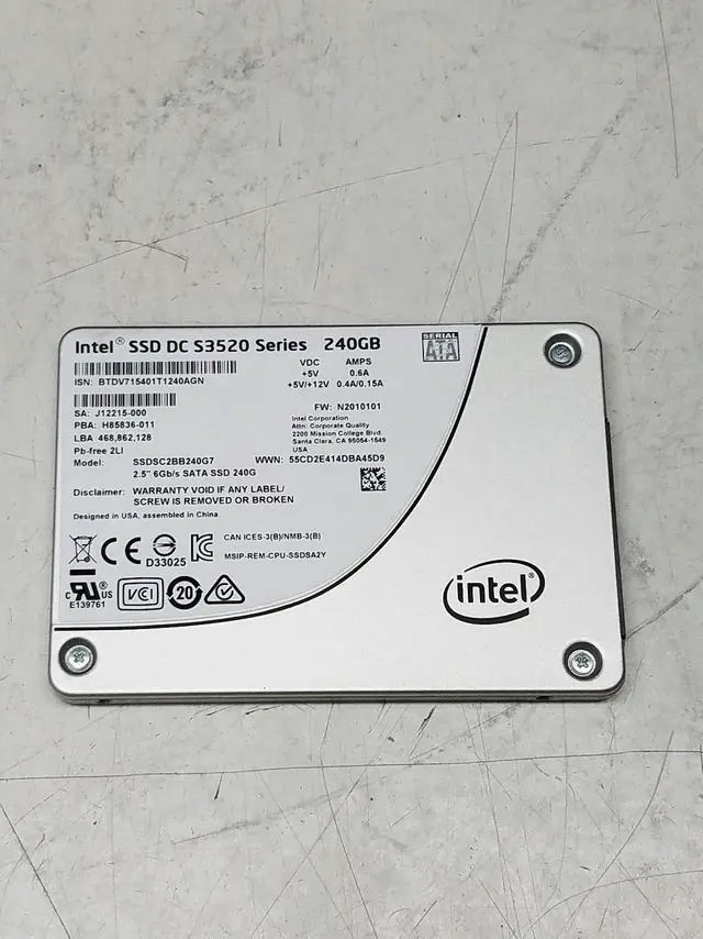 Main image of Intel DC S3520 Series 240GB 2.5" SATA3 Solid State Drive SSDSC2BB240G7