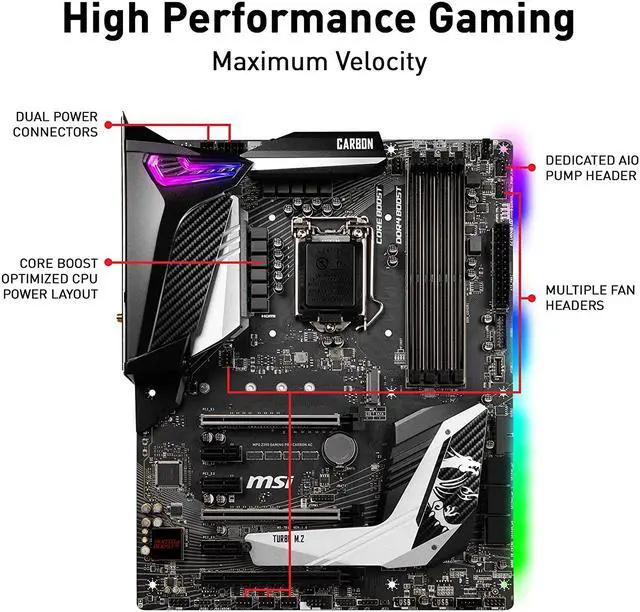 Alt view image 11 of 13 - [RefurbNA] MSI MPG Z390 GAMING PRO CARBON AC LGA 1151 Intel Z390  ATX Motherb