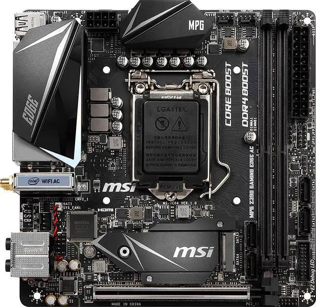 Alt view image 4 of 7 - MSI MPG Z390I Gaming Edge AC LGA1151 (Intel 8th and 9th Gen) M.2 USB 3.1 Gen 2 DDR4 HDMI DP Wi-Fi Mi