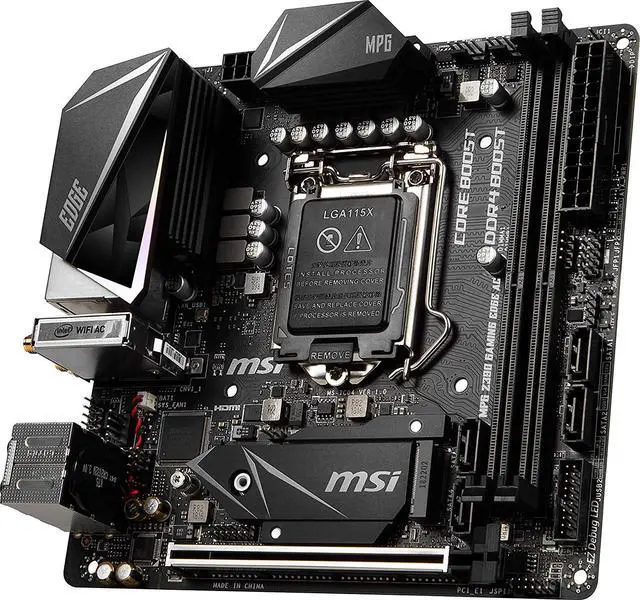 Alt view image 3 of 7 - MSI MPG Z390I Gaming Edge AC LGA1151 (Intel 8th and 9th Gen) M.2 USB 3.1 Gen 2 DDR4 HDMI DP Wi-Fi Mi