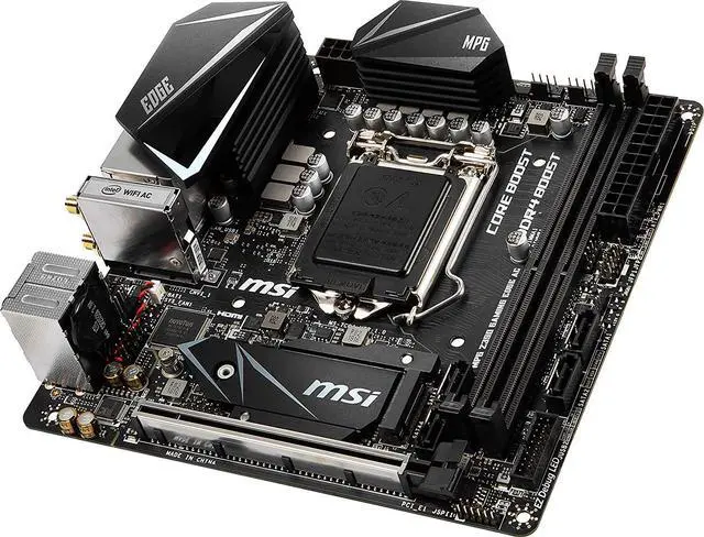 Alt view image 5 of 7 - MSI MPG Z390I Gaming Edge AC LGA1151 (Intel 8th and 9th Gen) M.2 USB 3.1 Gen 2 DDR4 HDMI DP Wi-Fi Mi