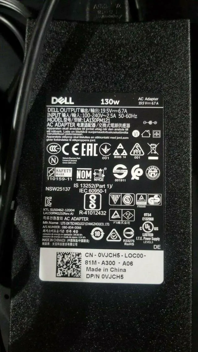 Alt view image 2 of 4 - Genuine Dell AC Power Supply Adapter 130W 19.5V 6.7A DA130PE1-00 LA130PM121