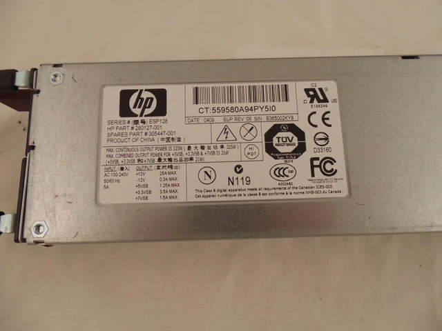 Alt view image 2 of 2 - HP 280127-001 305447-001 325 W ESP128 Redundant Power Supply 3Y E