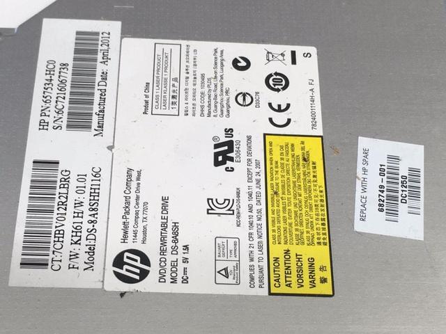 Alt view image 2 of 2 - Genuine HP Pavilion g7-2000 Series DVD-RW Burner Drive DS-8A8SH 682749-001