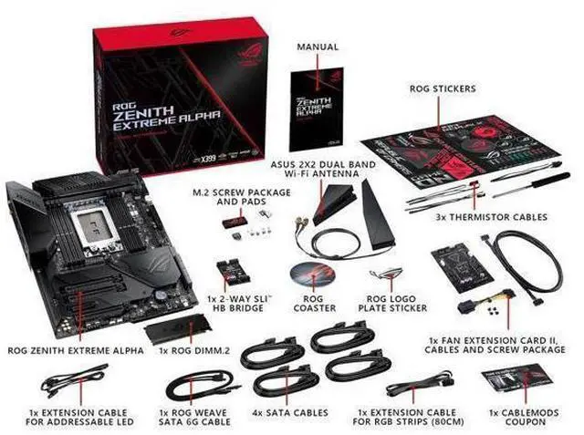 Alt view image 4 of 6 - ASUS ROG Zenith Extreme Alpha X399 HEDT Gaming Motherboard AMD Threadripper 2 (T