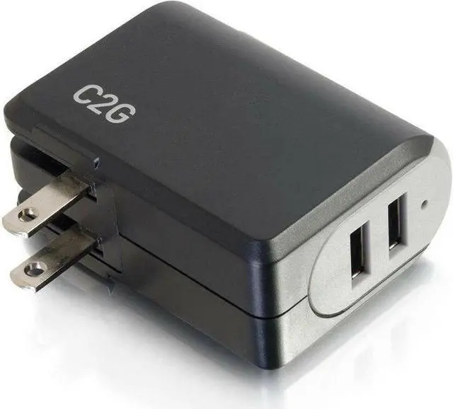 Alt view image 3 of 5 - C2G 2-Port USB Wall Charger - AC to USB Adapter, 5V 4.8A Output