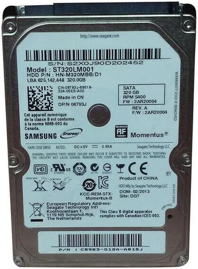 Main image of Samsung SpinPoint M8 Momentus ST320LM001 320GB 2.5" SATA II Laptop Hard Drive