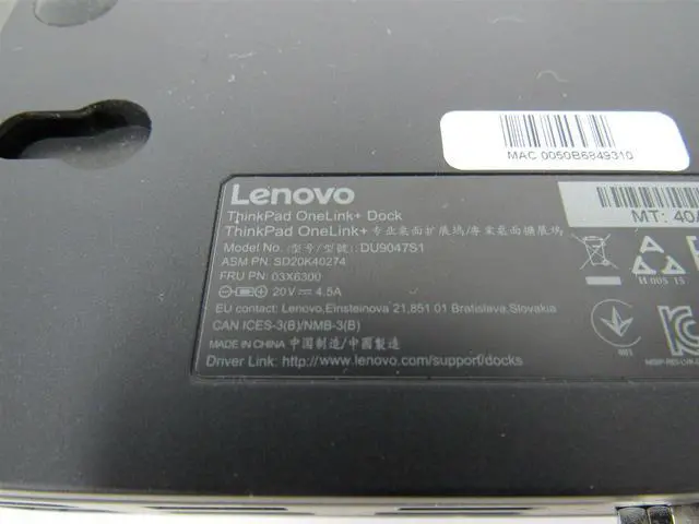Alt view image 4 of 4 - Lenovo 03X6300 DU9047S1 ThinkPad OneLink+ Plus Dock With Power Adapter