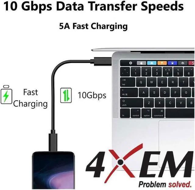 Alt view image 6 of 13 - 4Xem Usb-C To Usb-C Cable M/M Usb 3.1 Gen 2 10Gbps 10Ft Black