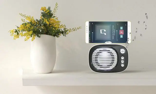 Alt view image 3 of 3 - ZTECH Vintage Mini Bluetooth Speaker & Phone Stand