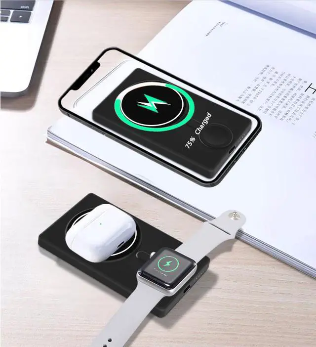 Main image of ZTECH 3-in-1 Magnetic Power Bank for Apple & Android Phones, Apple Watch, & AirPods