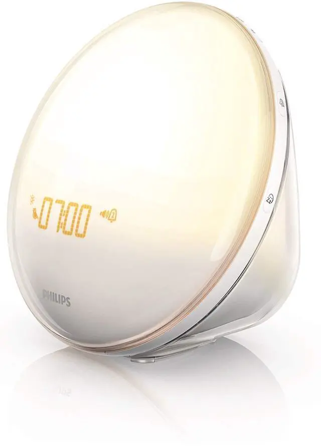 Main image of Philips Wake-Up Light Alarm Clock with Colored Sunrise Simulation and Sunset Fading Night Light, White (HF3520)