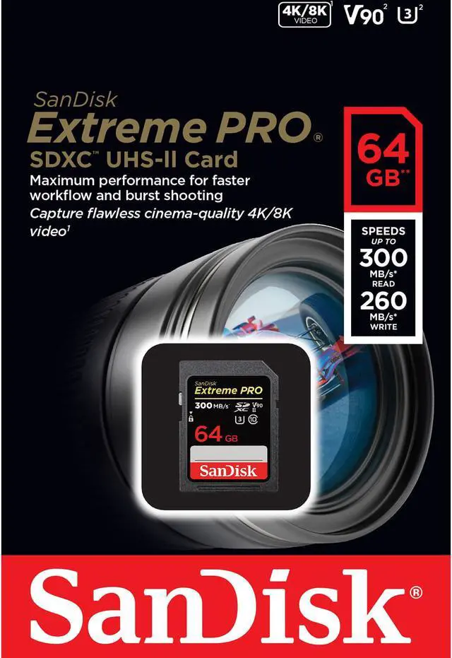 Alt view image 4 of 20 - SanDisk 64GB Extreme PRO UHS-II Memory Card, 300MB/s Read, 260MB/s Write