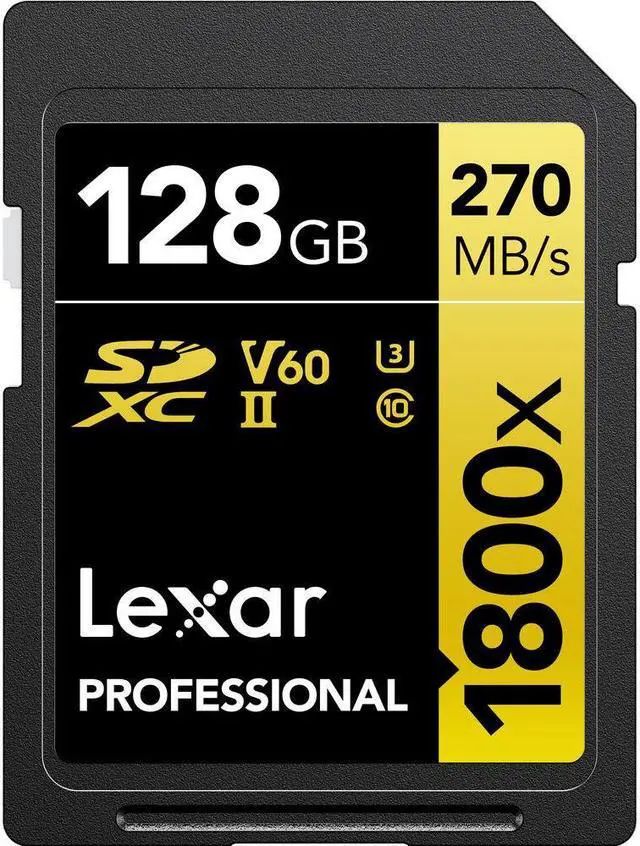 Main image of Lexar 128GB Professional 1800x UHS-II SDXC Memory Card (GOLD Series)