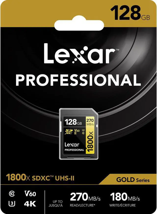 Alt view image 4 of 17 - Lexar 128GB Professional 1800x UHS-II SDXC Memory Card (GOLD Series)