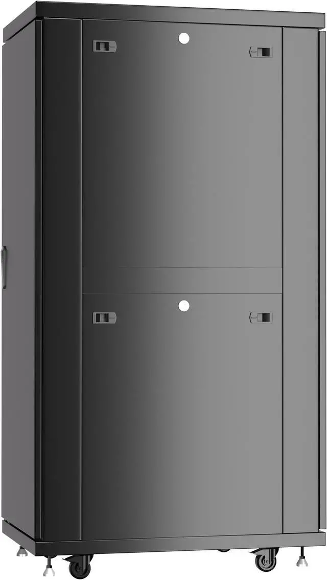 Alt view image 3 of 8 - Server Rack - Locking Cabinet - Network Rack - Av Cabinet – 32 U - Rack Mount - Free Standing Network Rack- Server Cabinet - Caster Leveler - Rack Shelf - Cooling Fan - Thermostat – PDU – 39-inch Dept