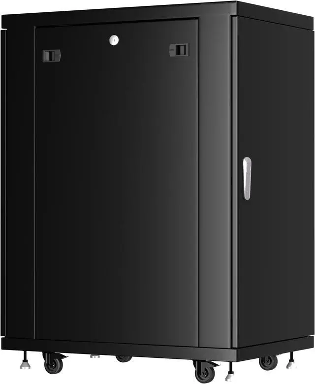 Alt view image 3 of 4 - Server Rack - Locking Cabinet - Network Rack - Av Cabinet - 18 U - Rack Mount - Free Standing Network Rack- Server Cabinet - Caster Leveler - Rack Shelf - Cooling Fan - Thermostat - PDU -39 inch Depth