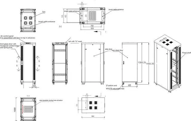 Alt view image 5 of 12 - Server Rack - Locking Cabinet - Network Rack - Av Cabinet - 27 U - Rack Mount - Free Standing Network Rack- Server Cabinet - Caster Leveler - Rack Shelf - Cooling Fan - Thermostat – PDU – 39-inch Dept
