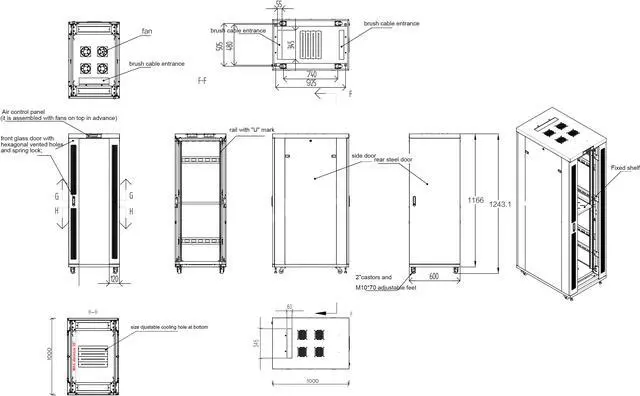 Alt view image 4 of 7 - Server Rack - Locking Cabinet - Network Rack - Av Cabinet - 22 U - Rack Mount - Free Standing Network Rack- Server Cabinet - Caster Leveler - Rack Shelf - Cooling Fans - Thermostat – PDU – 39" Depth