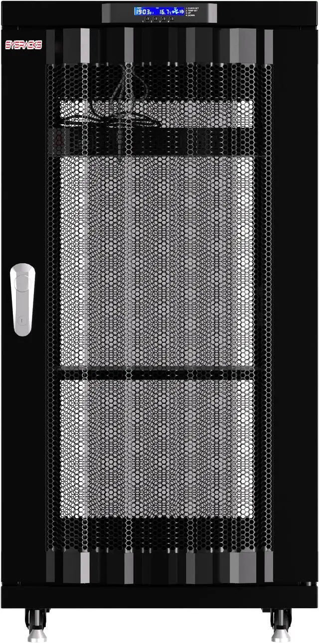 Alt view image 2 of 7 - Server Rack - Locking Cabinet - Network Rack - Av Cabinet - 18 U - Rack Mount - Free Standing Network Rack- Server Cabinet - Caster Leveler - Shelf - Cooling Fan - Thermostat - PDU - MESH DOORS