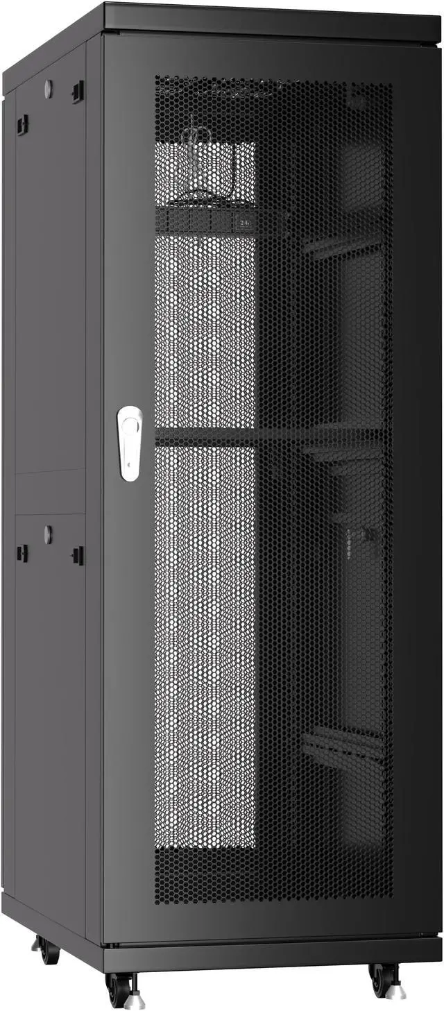 Alt view image 5 of 7 - Server Rack - Locking Cabinet - Network Rack - Av Cabinet – 42 U - Rack Mount - Free Standing Network Rack- Server Cabinet - Caster Leveler - Rack Shelf - Cooling Fan - Thermostat – PDU –32-inch Depth