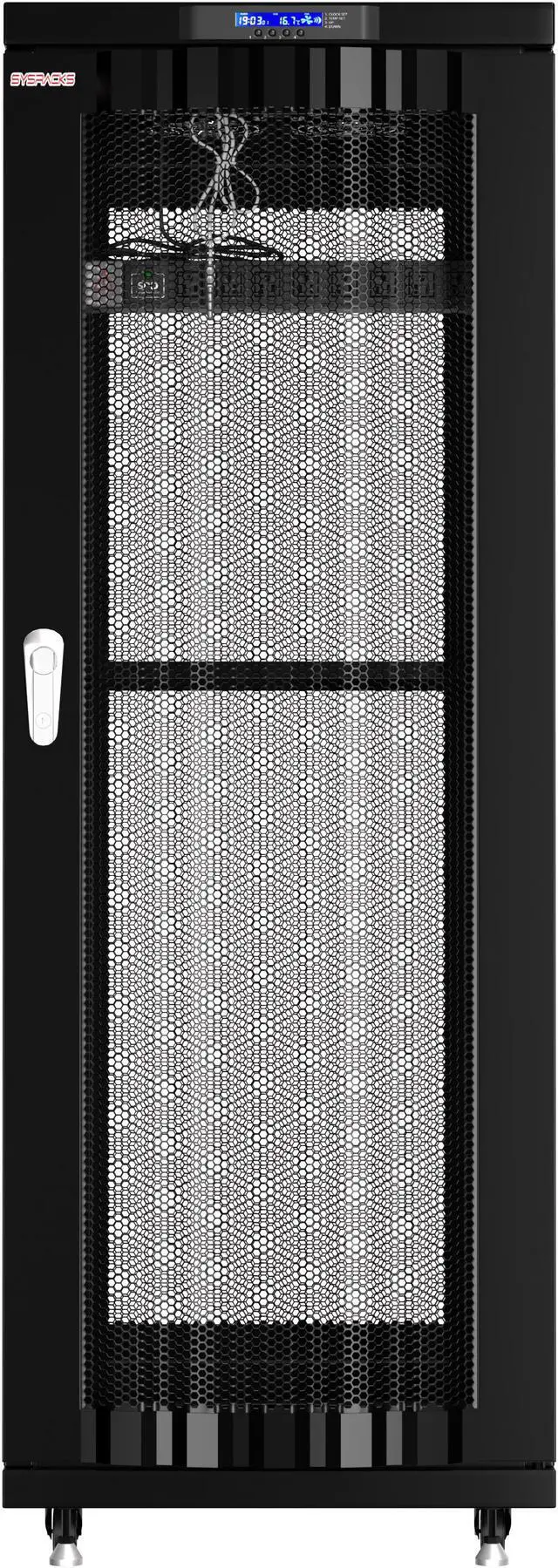 Alt view image 3 of 7 - Server Rack - Locking Cabinet - Network Rack - Av Cabinet – 42 U - Rack Mount - Free Standing Network Rack- Server Cabinet - Caster Leveler - Rack Shelf - Cooling Fan - Thermostat – PDU –32-inch Depth