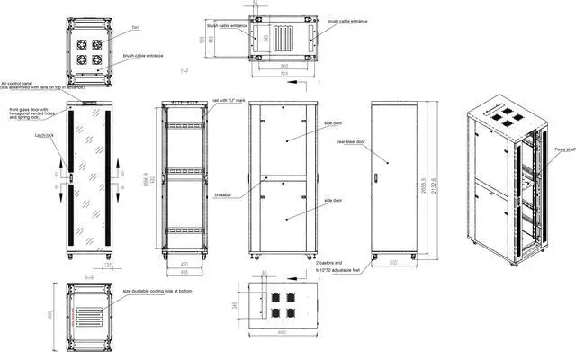 Alt view image 6 of 7 - Server Rack - Locking Cabinet - Network Rack - Av Cabinet – 42 U - Rack Mount - Free Standing Network Rack- Server Cabinet - Caster Leveler - Rack Shelf - Cooling Fan - Thermostat – PDU –32-inch Depth