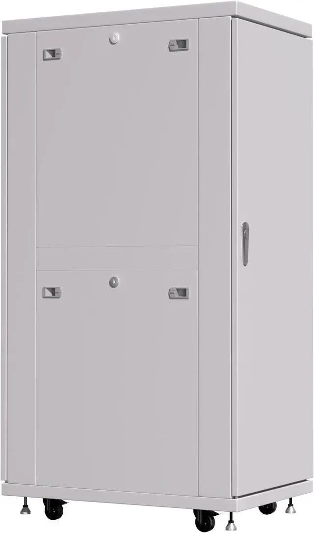 Alt view image 6 of 7 - Server Rack - Locking Server Cabinet - Network Rack - Av Cabinet - 32U - Rack Mount - Free Standing Network Rack - Thermosystem - LCD-Screen - Wheels Leveler - Shelf - Cooling Fan - PDU - Light Grey