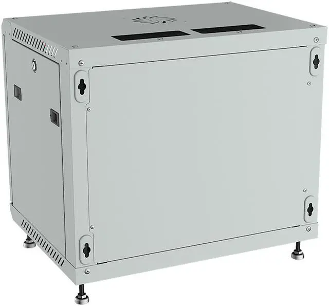 Alt view image 5 of 7 - Server Rack – 9U - Wall Mount Rack - Locking Cabinet for Network - Electronics - Security - Audio - Video - AV Equipment - Data Rack - Legs / Power Strip / Shelf / Fan - 24-Inch Deep - LIGHT GREY