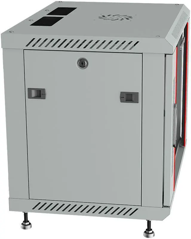 Alt view image 4 of 7 - Server Rack – 9U - Wall Mount Rack - Locking Cabinet for Network - Electronics - Security - Audio - Video - AV Equipment - Data Rack - Legs / Power Strip / Shelf / Fan - 24-Inch Deep - LIGHT GREY