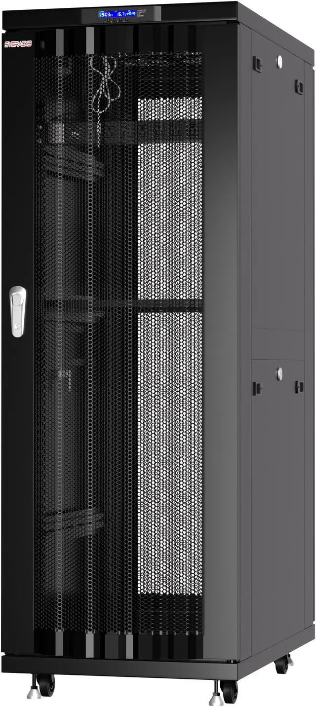 Alt view image 5 of 7 - Server Rack - Locking Cabinet - Network Rack - Av Cabinet - 42U - Rack Mount - Free Standing Network Rack- Server Cabinet - Caster Leveler - Shelf - Cooling Fan - Thermostat - PDU - Venter Doors