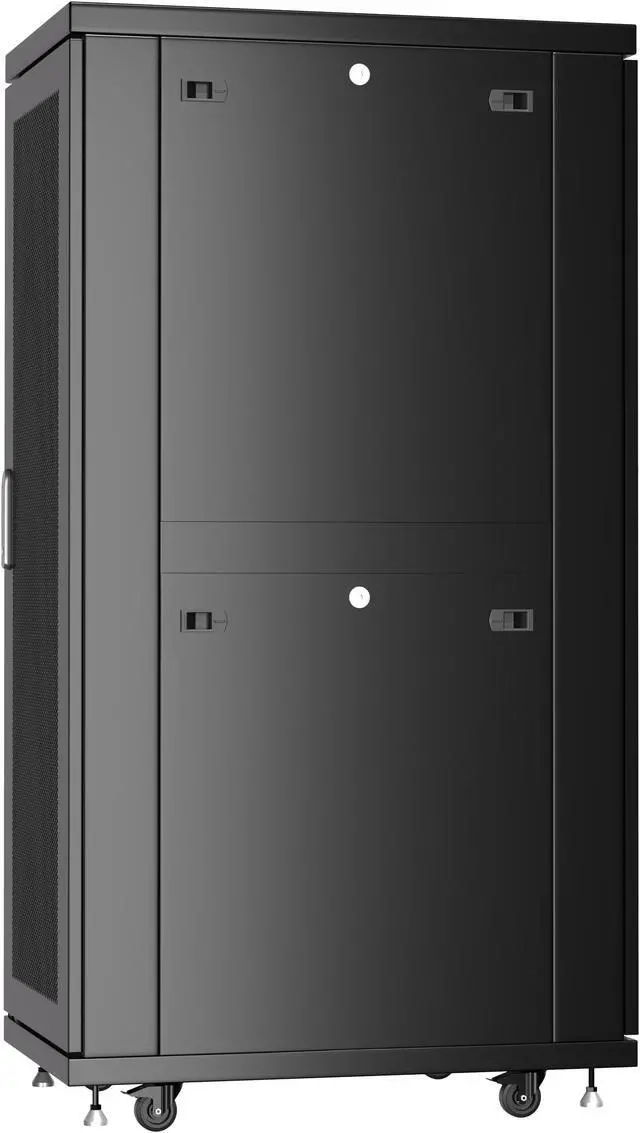 Alt view image 6 of 7 - Server Rack - Locking Cabinet - Network Rack - Av Cabinet - 42U - Rack Mount - Free Standing Network Rack- Server Cabinet - Caster Leveler - Shelf - Cooling Fan - Thermostat - PDU - Venter Doors