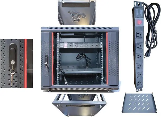 Alt view image 6 of 7 - 15U Free Standing Server Rack Cabinet. Fits Most of Servers, ACCESSORIES FREE!! Cooling Fan, Casters, Shelf, 8-Way PDU,  Fully Lockable 35" Deep Network IT Server Rack Enclosure
