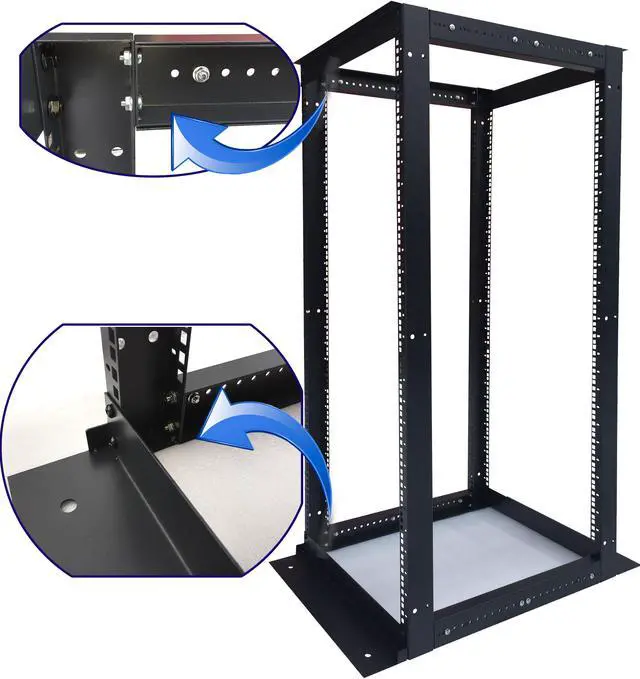Alt view image 4 of 14 - 27U  4 Post Open Frame 19" Network Server Rack Cabinet Adjustable Depth 24"-37" FITS MOST SERVER EQUIPMENT