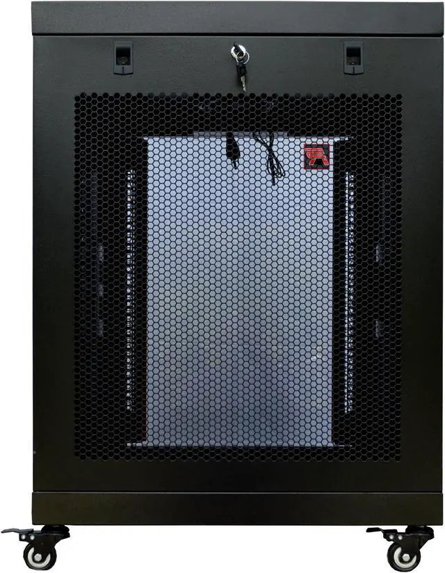Alt view image 3 of 7 - 18U Server Rack Cabinet Enclosure Premium Series Sysracks 24" Depth  ! LCD Screen, Thermosystem, 2 Cooling Fans, Mesh Doors!