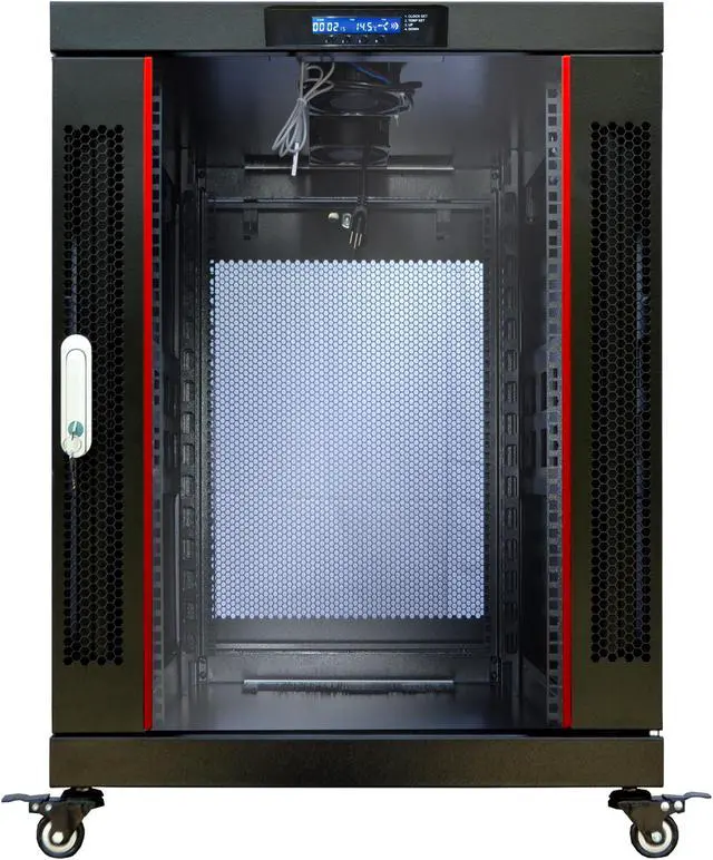 Alt view image 4 of 7 - 12U Server Rack Cabinet Enclosure Premium Series Sysracks 35" Depth  ! LCD Screen, Thermosystem, 2 Cooling Fans, Mesh Doors!