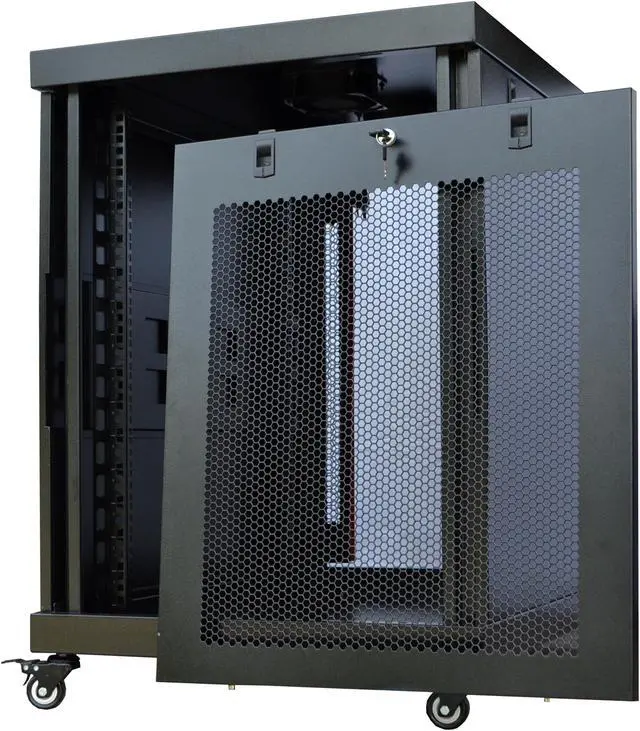 Alt view image 6 of 7 - 12U Server Rack Cabinet Enclosure Premium Series Sysracks 35" Depth  ! LCD Screen, Thermosystem, 2 Cooling Fans, Mesh Doors!