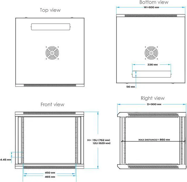 Alt view image 7 of 7 - 15U Free Standing Server Rack Cabinet. Fits Most of Servers, ACCESSORIES FREE!! Cooling Fan, Casters, Shelf, 8-Way PDU,  Fully Lockable 35" Deep Network IT Server Rack Enclosure