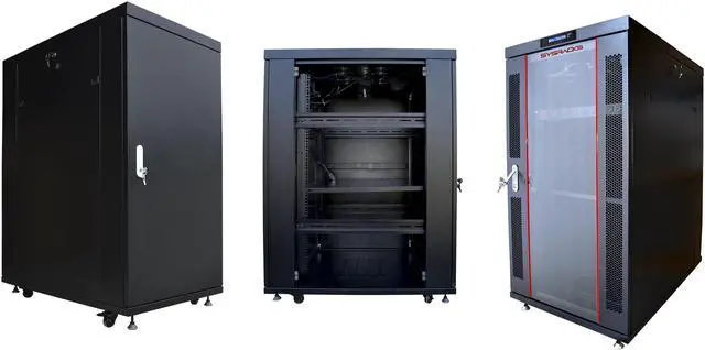 Alt view image 2 of 7 - Sysracks 27U 32" Depth Server It Data Network Rack New Cabinet Enclosure Box