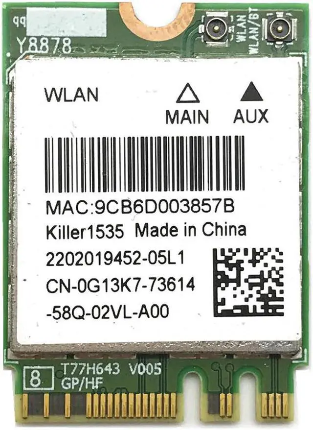 Main image of killer 1535 867Mbps killer1535 bluetooth 4.1 NGFF M.2 WiFi Network Card for GE72/GT72/GT80/GS60/GE62P651SE/SG/P650S/T5
