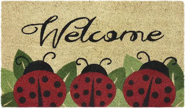 Alt view image 2 of 3 - achim home furnishings ladybug printed coir door mat, 18" x 30"